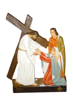 Stations of the Cross set of 15, 24 by 16 inch, hand-painted resin