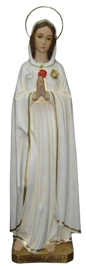 Rosa Mystica statue, 38 inch, hand-painted resin with three roses