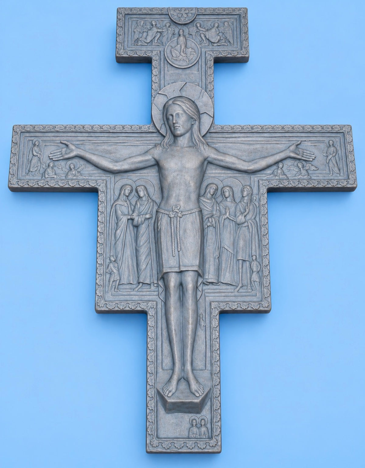 San Damiano Cross, 48 inch, hand-painted resin