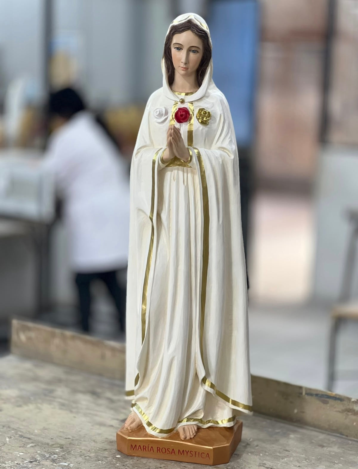 Another angle on the 38 inch Rosa Mystica statue