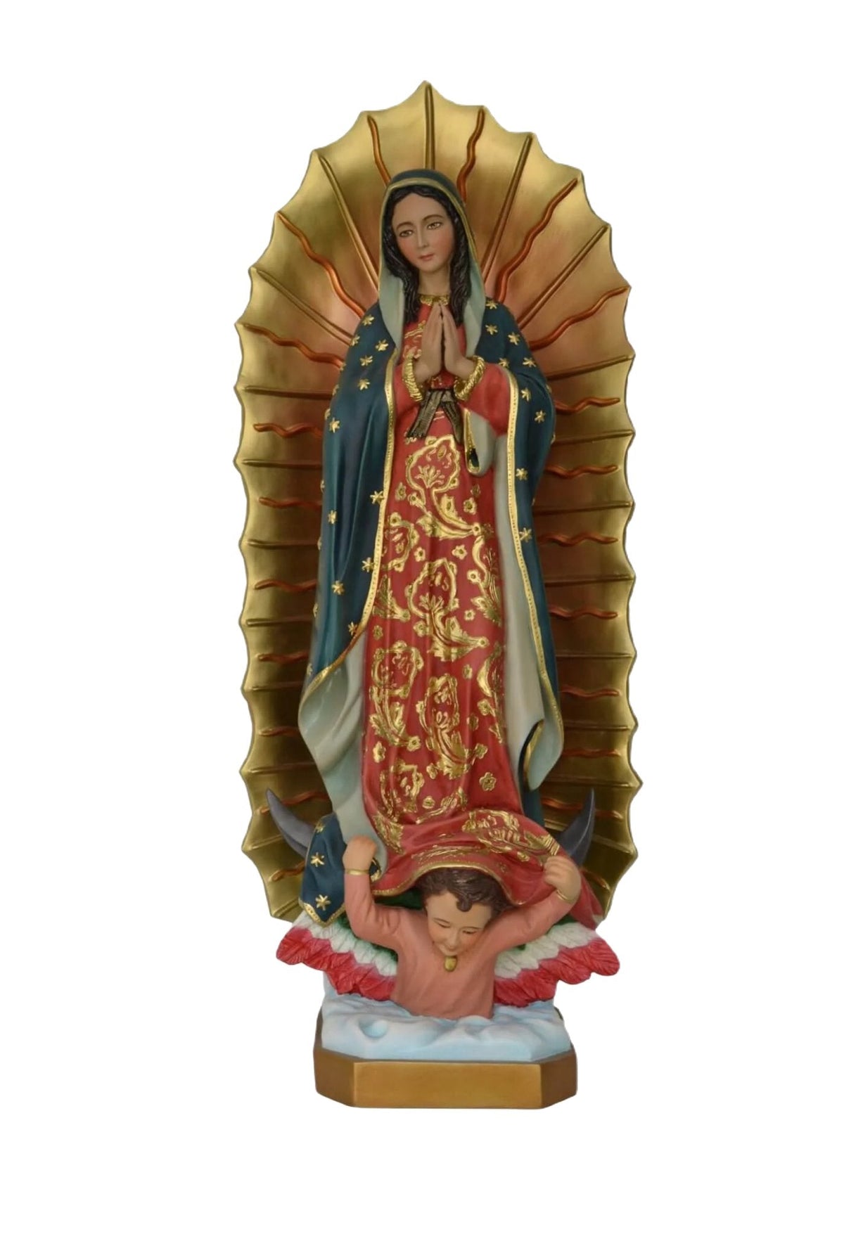 Our Lady of Guadalupe statue, 38 inch, hand-painted with gold rays