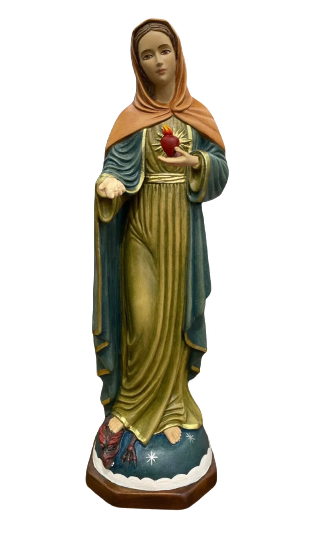 Flame of Love of the Immaculate Heart statue, 12 inch, hand-painted