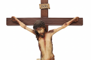 Crucifix with white background - large with INRI