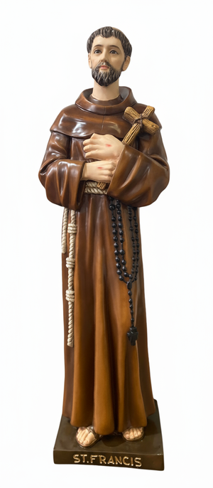 St. Francis statue with white background